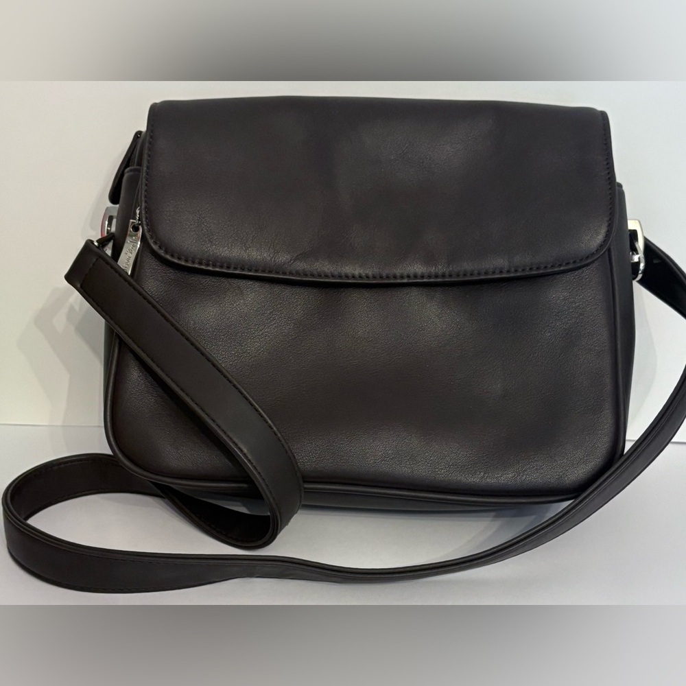 Madison Studio Blackish Brown Leather Shoulder Snap Front Closure Bag